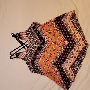 Orange and black tank, criss cross straps